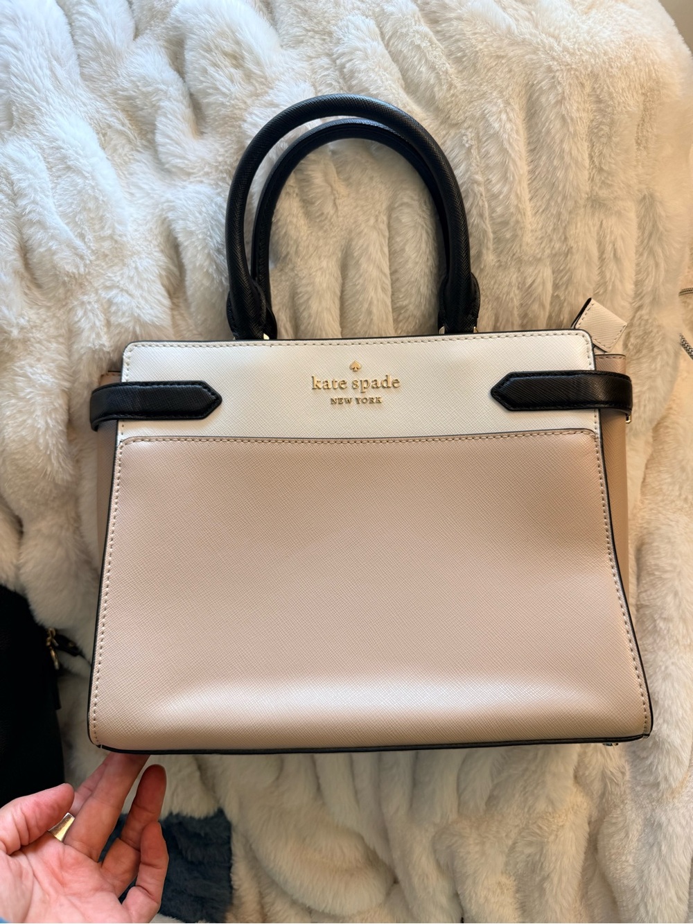 kate spade Colorblock Satchel in Blush, White and Black